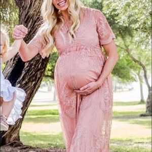 Pink Lace Maternity Dress- PinkBlush